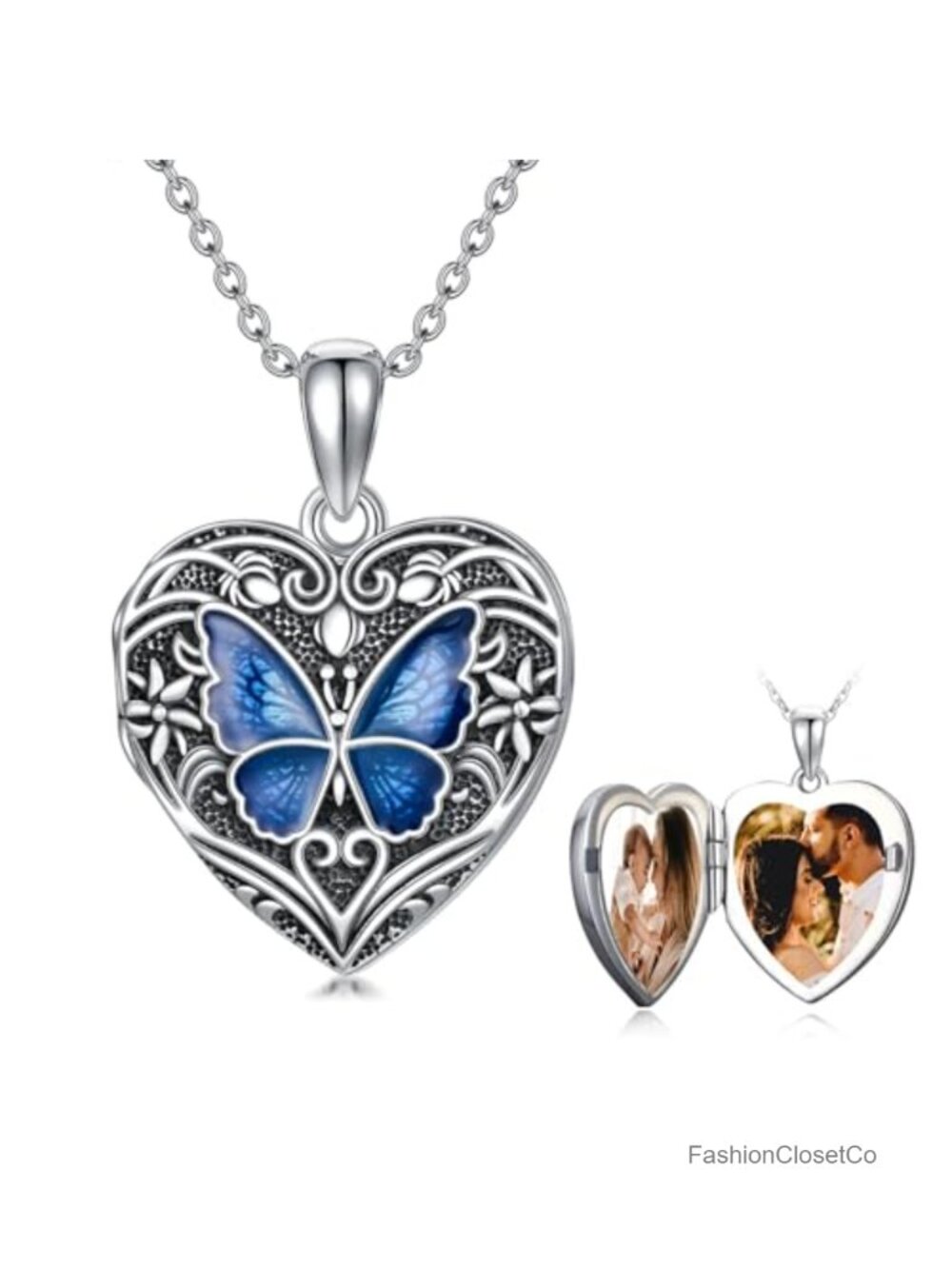 925 Sterling Silver Heart Locket Necklace Photo Picture Jewelry Gift